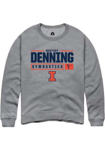 Destiny Denning Rally Mens Graphite Illinois Fighting Illini NIL Stacked Box Crew Sweatshirt