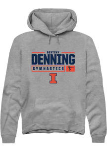 Destiny Denning Rally Mens Graphite Illinois Fighting Illini NIL Stacked Box Hooded Sweatshirt