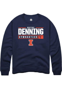 Destiny Denning Rally Mens Navy Blue Illinois Fighting Illini NIL Stacked Box Crew Sweatshirt