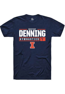 Destiny Denning Navy Blue Illinois Fighting Illini NIL Stacked Box Short Sleeve T Shirt