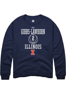 Dravyn Gibbs-Lawhorn Rally Mens Navy Blue Illinois Fighting Illini NIL Sport Icon Crew Sweatshir..