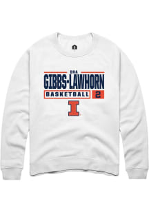 Dravyn Gibbs-Lawhorn Rally Mens White Illinois Fighting Illini NIL Stacked Box Crew Sweatshirt