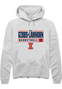 Dravyn Gibbs-Lawhorn Rally Mens White Illinois Fighting Illini NIL Stacked Box Hooded Sweatshirt