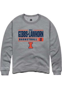 Dravyn Gibbs-Lawhorn Rally Mens Graphite Illinois Fighting Illini NIL Stacked Box Crew Sweatshir..