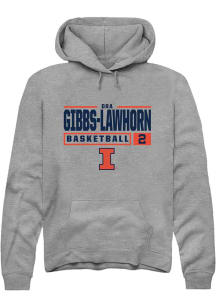 Dravyn Gibbs-Lawhorn Rally Mens Graphite Illinois Fighting Illini NIL Stacked Box Hooded Sweatsh..