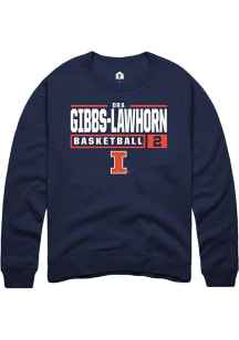 Dravyn Gibbs-Lawhorn Rally Mens Navy Blue Illinois Fighting Illini NIL Stacked Box Crew Sweatshi..