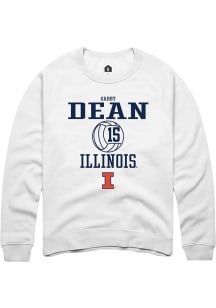 Gabby Dean Rally Mens White Illinois Fighting Illini NIL Sport Icon Crew Sweatshirt