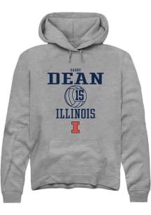 Gabby Dean Rally Mens Graphite Illinois Fighting Illini NIL Sport Icon Hooded Sweatshirt