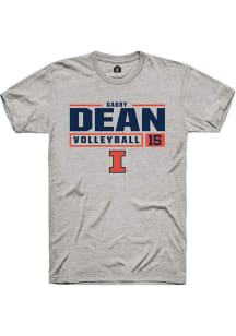 Gabby Dean Ash Illinois Fighting Illini NIL Stacked Box Short Sleeve T Shirt