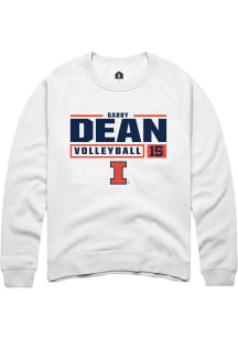 Gabby Dean Rally Mens White Illinois Fighting Illini NIL Stacked Box Crew Sweatshirt