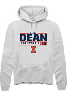 Gabby Dean Rally Mens White Illinois Fighting Illini NIL Stacked Box Hooded Sweatshirt