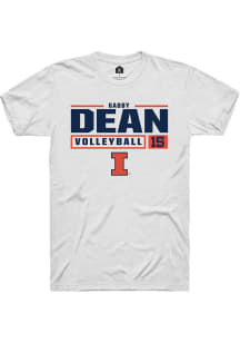 Gabby Dean White Illinois Fighting Illini NIL Stacked Box Short Sleeve T Shirt