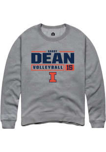 Gabby Dean Rally Mens Graphite Illinois Fighting Illini NIL Stacked Box Crew Sweatshirt