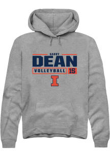 Gabby Dean Rally Mens Graphite Illinois Fighting Illini NIL Stacked Box Hooded Sweatshirt