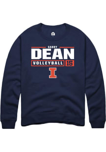 Gabby Dean Rally Mens Navy Blue Illinois Fighting Illini NIL Stacked Box Crew Sweatshirt