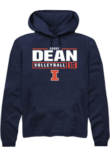 Gabby Dean Rally Mens Navy Blue Illinois Fighting Illini NIL Stacked Box Hooded Sweatshirt