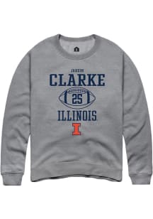 Jaheim Clarke Rally Mens Graphite Illinois Fighting Illini NIL Sport Icon Crew Sweatshirt