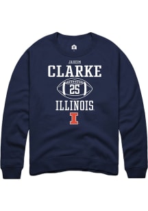 Jaheim Clarke Rally Mens Navy Blue Illinois Fighting Illini NIL Sport Icon Crew Sweatshirt