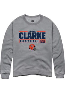 Jaheim Clarke Rally Mens Graphite Illinois Fighting Illini NIL Stacked Box Crew Sweatshirt