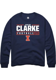 Jaheim Clarke Rally Mens Navy Blue Illinois Fighting Illini NIL Stacked Box Crew Sweatshirt