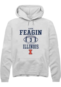 Kaden Feagin Rally Mens White Illinois Fighting Illini NIL Sport Icon Hooded Sweatshirt