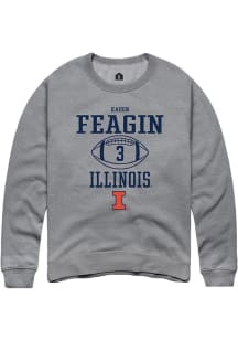 Kaden Feagin Rally Mens Graphite Illinois Fighting Illini NIL Sport Icon Crew Sweatshirt