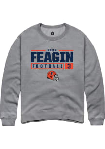 Kaden Feagin Rally Mens Graphite Illinois Fighting Illini NIL Stacked Box Crew Sweatshirt