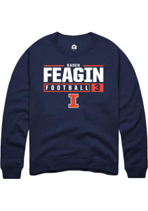 Kaden Feagin Rally Mens Navy Blue Illinois Fighting Illini NIL Stacked Box Crew Sweatshirt