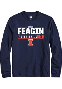 Kaden Feagin Rally Mens Navy Blue Illinois Fighting Illini NIL Stacked Box Tee