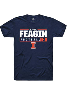 Kaden Feagin Navy Blue Illinois Fighting Illini NIL Stacked Box Short Sleeve T Shirt