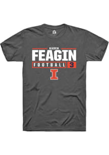 Kaden Feagin Dark Grey Illinois Fighting Illini NIL Stacked Box Short Sleeve T Shirt