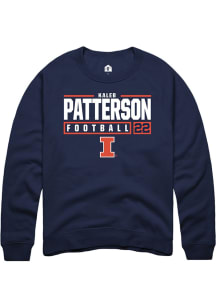 Kaleb Patterson Rally Mens Navy Blue Illinois Fighting Illini NIL Stacked Box Crew Sweatshirt