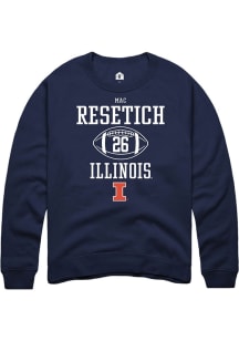 Mac Resetich Rally Mens Navy Blue Illinois Fighting Illini NIL Sport Icon Crew Sweatshirt