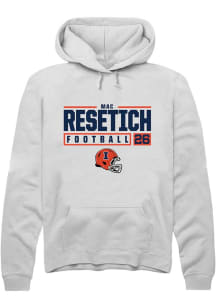 Mac Resetich Rally Mens White Illinois Fighting Illini NIL Stacked Box Hooded Sweatshirt