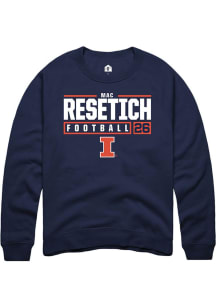 Mac Resetich Rally Mens Navy Blue Illinois Fighting Illini NIL Stacked Box Crew Sweatshirt