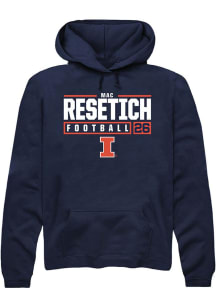 Mac Resetich Rally Mens Navy Blue Illinois Fighting Illini NIL Stacked Box Hooded Sweatshirt