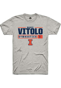 Madison Vitolo Ash Illinois Fighting Illini NIL Stacked Box Short Sleeve T Shirt