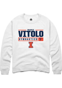Madison Vitolo Rally Mens White Illinois Fighting Illini NIL Stacked Box Crew Sweatshirt