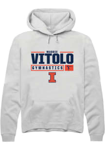 Madison Vitolo Rally Mens White Illinois Fighting Illini NIL Stacked Box Hooded Sweatshirt