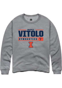 Madison Vitolo Rally Mens Graphite Illinois Fighting Illini NIL Stacked Box Crew Sweatshirt