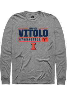 Madison Vitolo Rally Mens Graphite Illinois Fighting Illini NIL Stacked Box Tee