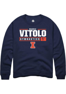 Madison Vitolo Rally Mens Navy Blue Illinois Fighting Illini NIL Stacked Box Crew Sweatshirt