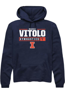 Madison Vitolo Rally Mens Navy Blue Illinois Fighting Illini NIL Stacked Box Hooded Sweatshirt
