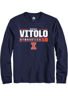 Madison Vitolo Rally Mens Navy Blue Illinois Fighting Illini NIL Stacked Box Tee