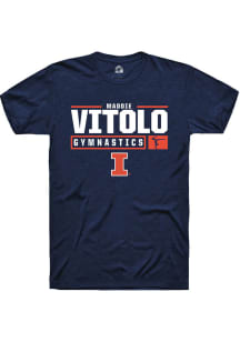 Madison Vitolo Navy Blue Illinois Fighting Illini NIL Stacked Box Short Sleeve T Shirt