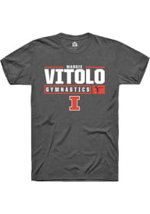 Madison Vitolo Dark Grey Illinois Fighting Illini NIL Stacked Box Short Sleeve T Shirt