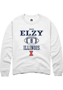 Malik Elzy Rally Mens White Illinois Fighting Illini NIL Sport Icon Crew Sweatshirt