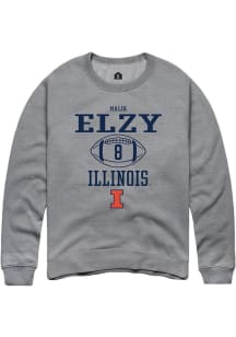 Malik Elzy Rally Mens Graphite Illinois Fighting Illini NIL Sport Icon Crew Sweatshirt