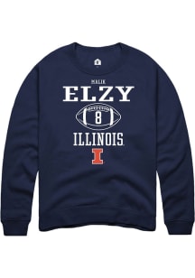 Malik Elzy Rally Mens Navy Blue Illinois Fighting Illini NIL Sport Icon Crew Sweatshirt