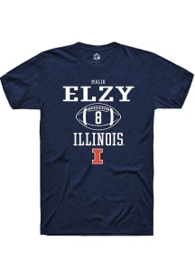 Malik Elzy Navy Blue Illinois Fighting Illini NIL Sport Icon Short Sleeve T Shirt